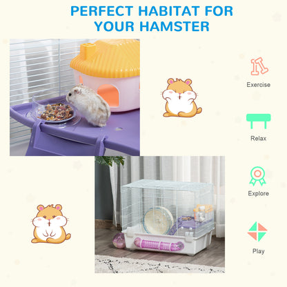 Hamster Cage Gerbil Rodent House Small Animal Habitat Exercise Wheels