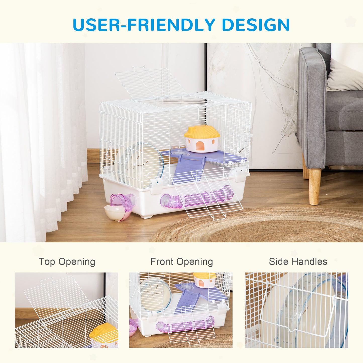 Hamster Cage Gerbil Rodent House Small Animal Habitat Exercise Wheels