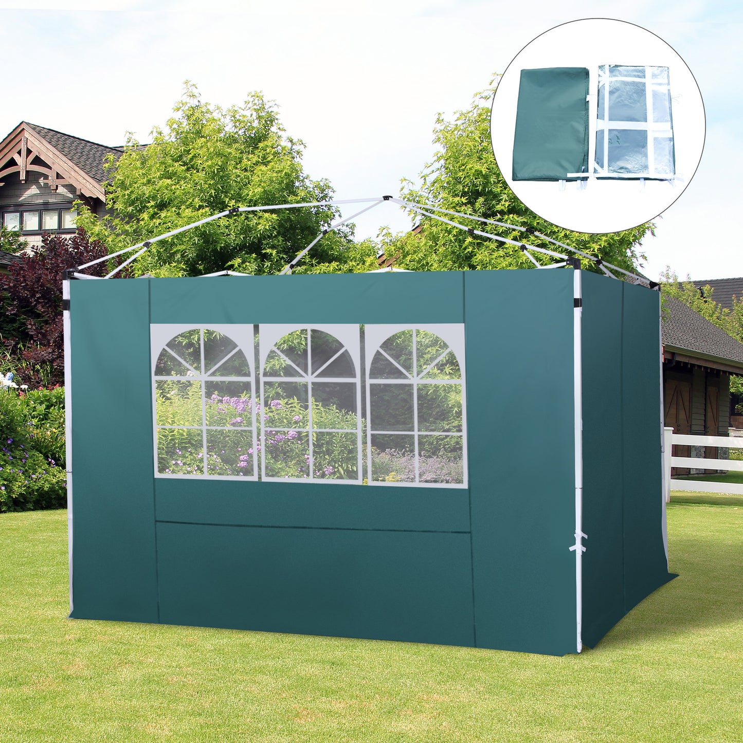Gazebo Replacement Exchangeable Wall Panels w/  Window, Dark Green