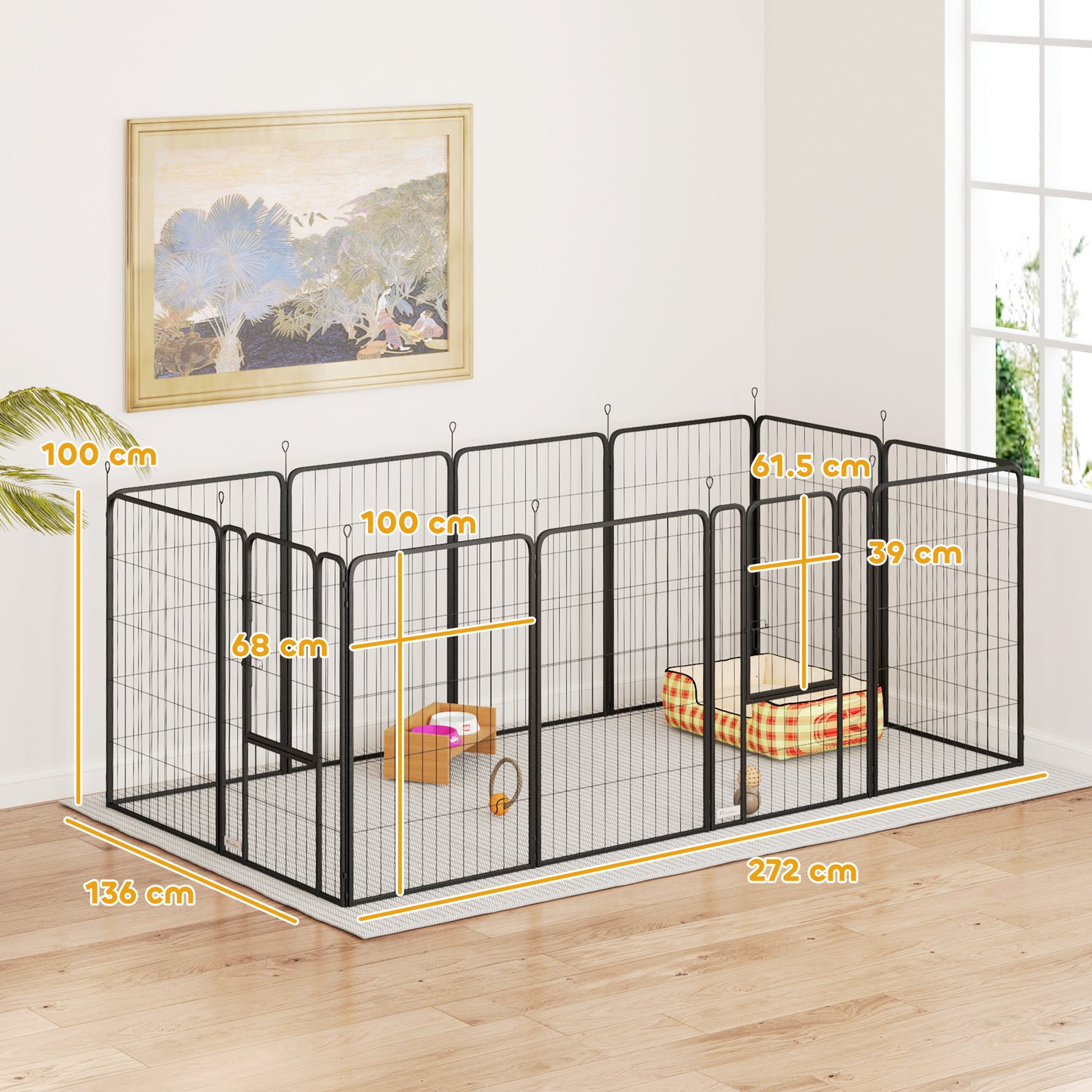 Dog Crate Furniture with Anti-Chew Resistant Mesh for Medium Dogs