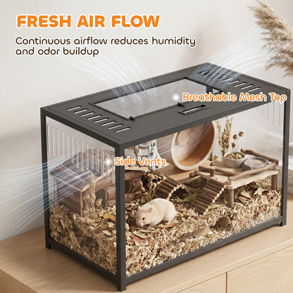 Hamster Cage, Chewproof Metal Rat Cage with Deep Base, Openable Top