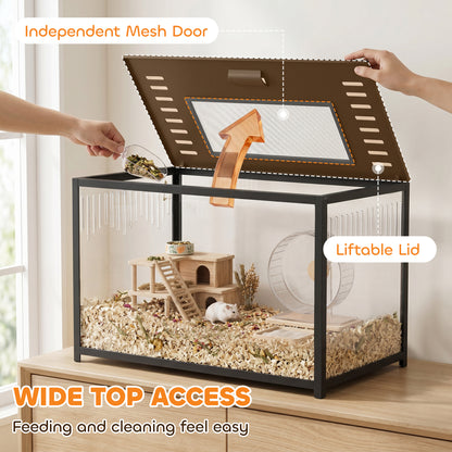 Hamster Cage, Chewproof Metal Rat Cage with Deep Base, Openable Top