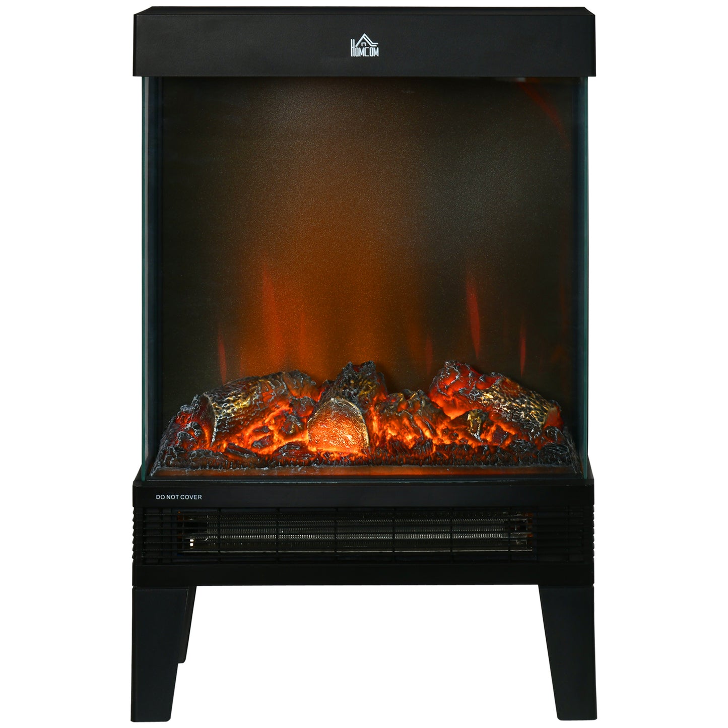 Charming Electric Fireplace Heater, Quiet Freestanding Stove, Black