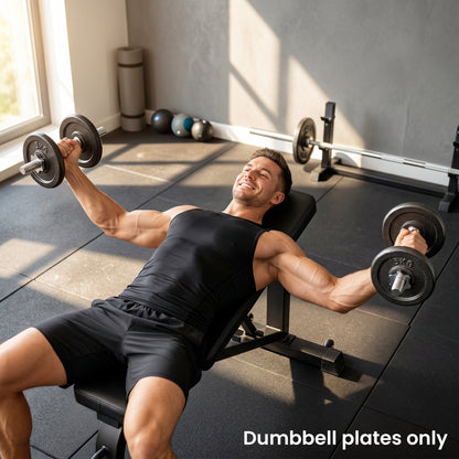Weight Plates Set, 1"/2.5cm Weight Disc Pair, 4 x 5kg Metal Dumbbell/Barbell Plates for Weightlifting and Strength Training Home Gym Fitness Workout, Grey