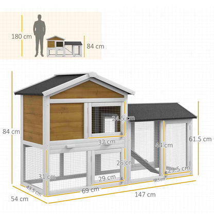 Rabbit Hutch, Guinea Pig Hutch Outdoor Double Tier w/ Ramp, Yellow