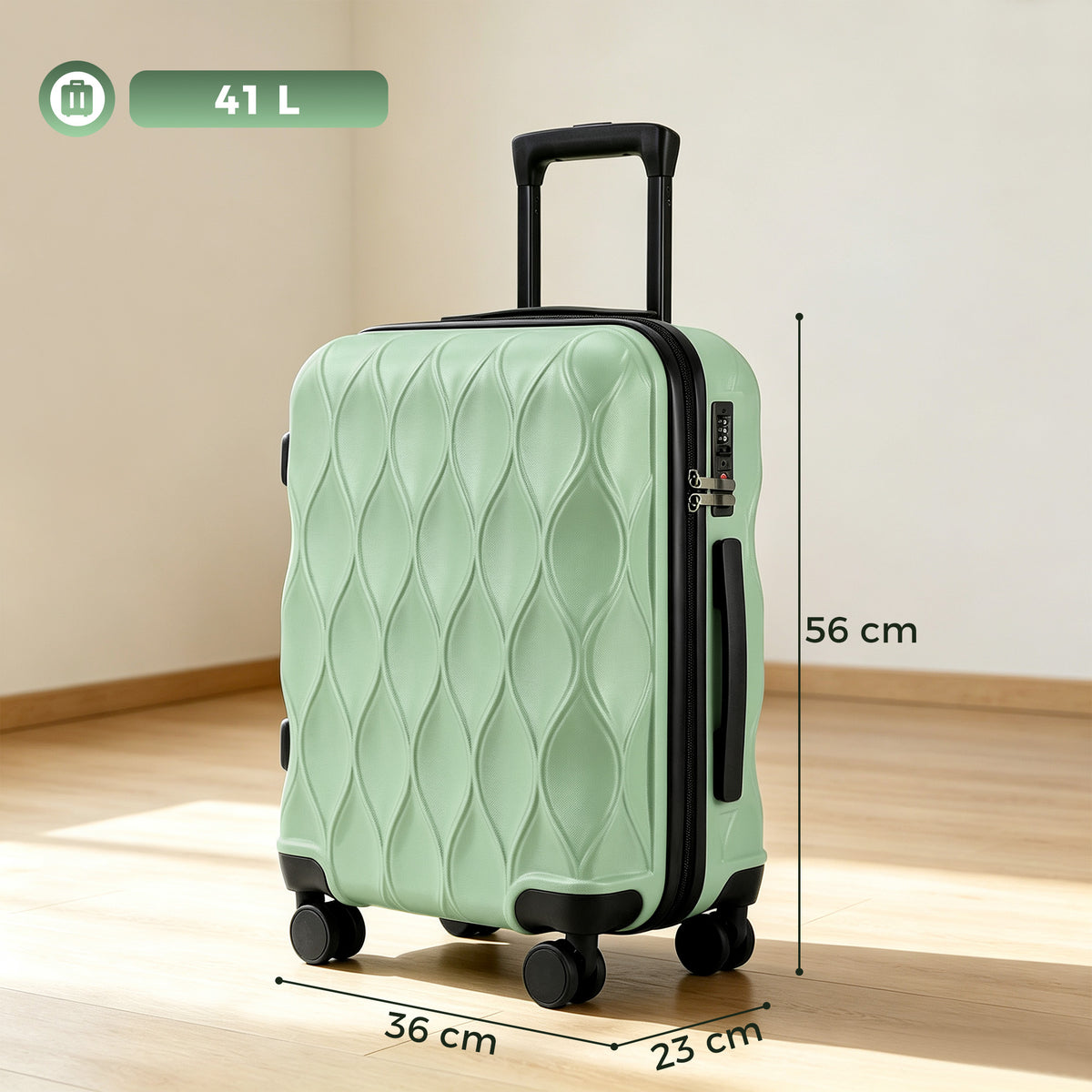 20Inch Suitcase Hard Shell Carry On Luggage with TSA Lock, Green