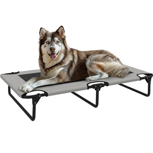Raised Dog Bed with Breathable Mesh for Large Dogs, Light Grey