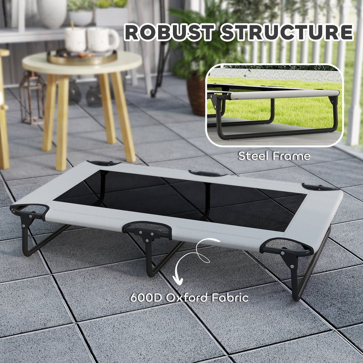 Raised Dog Bed with Breathable Mesh for Large Dogs, Light Grey