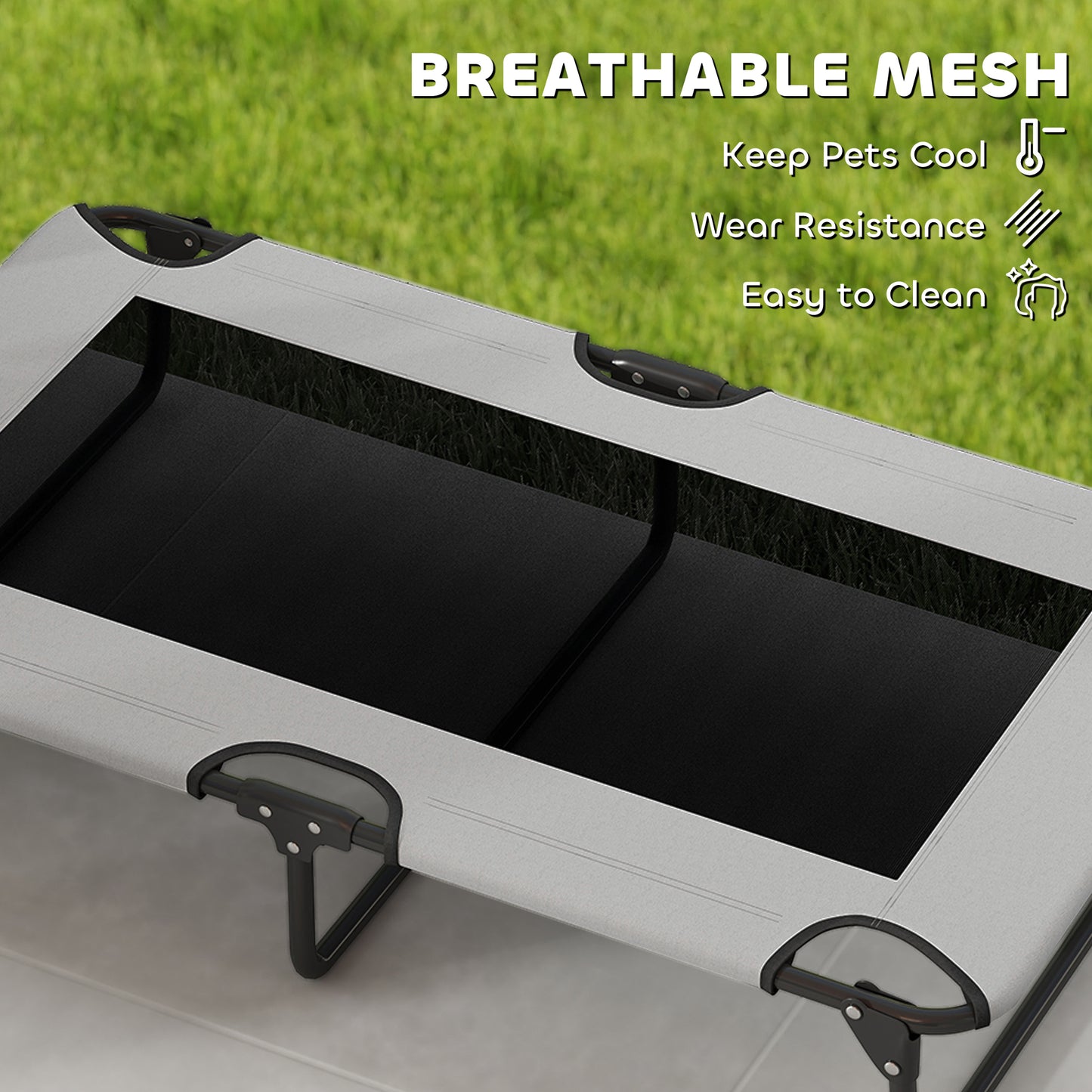 Raised Dog Bed with Breathable Mesh for Large Dogs, Light Grey