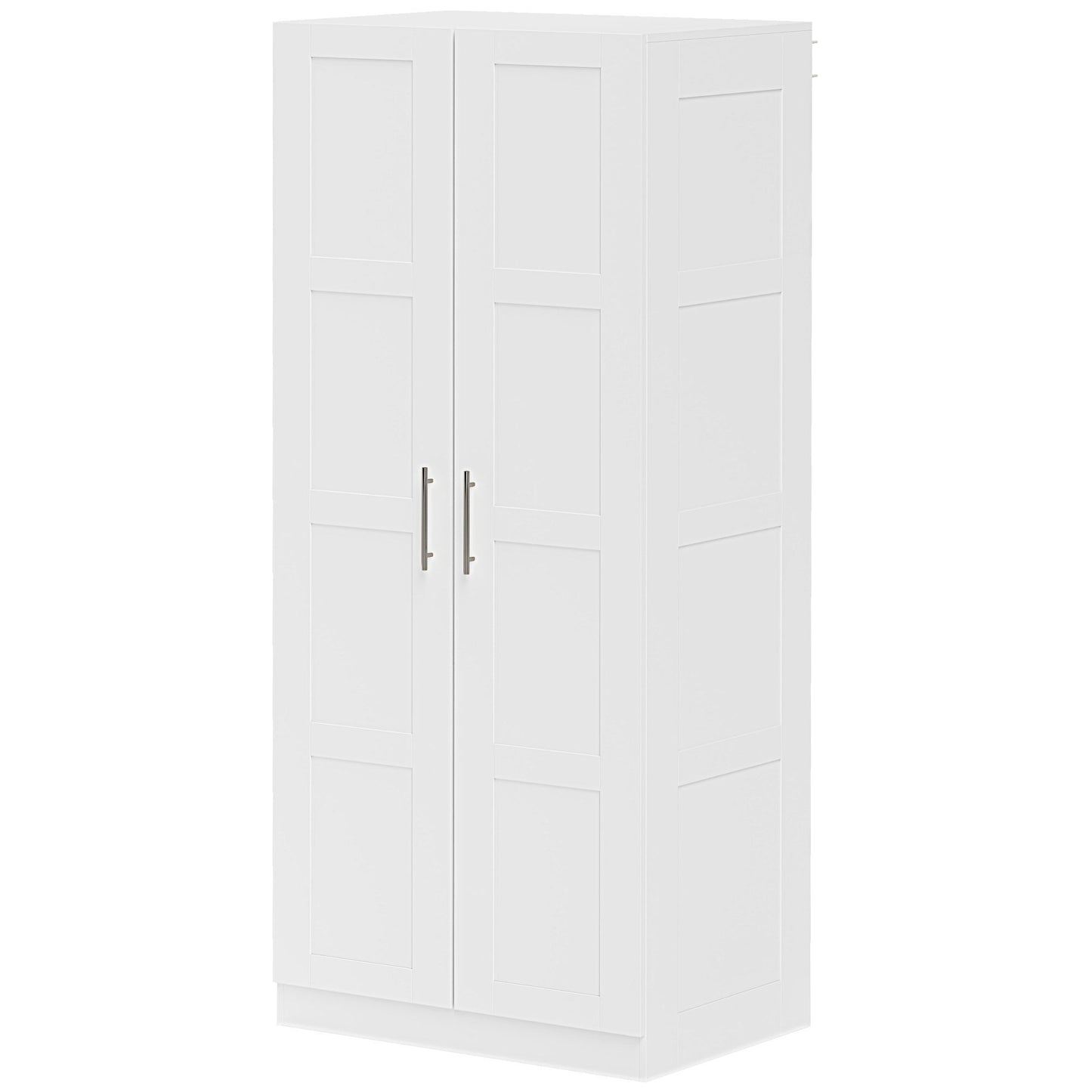 Wardrobe for Bedroom, Double Wardrobe with Hanging Rail, White
