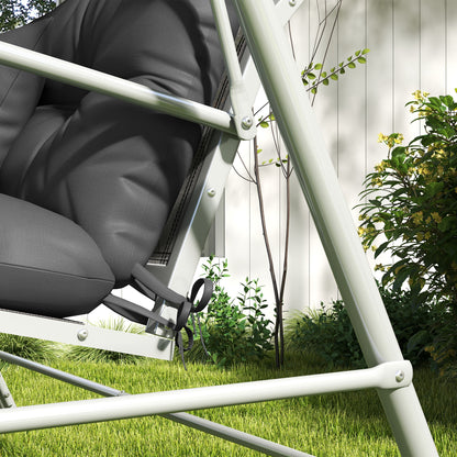 4-Piece Back and Seat Cushion Replacement with 2 Pillows, Patio Chair Cushions Set with Ties, Charcoal Grey