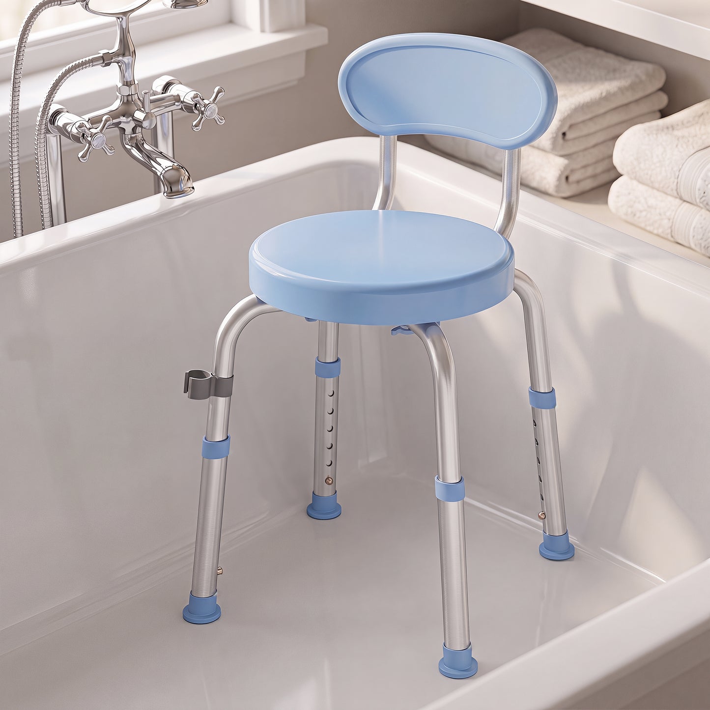 360° Swivel Shower Stool, Rotating Shower Chair with Aluminium Frame