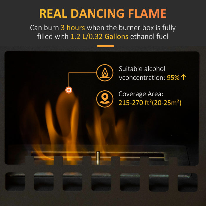 Free Standing Bio Ethanol Fireplace Heater with 1.2L Tank, Black