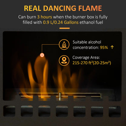 Free Standing Bio Ethanol Fireplace Heater with 0.9L Tank, Black