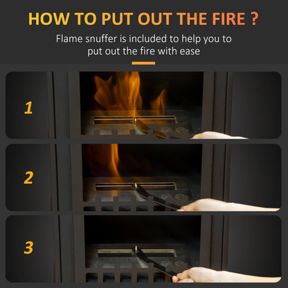 Free Standing Bio Ethanol Fireplace Heater with 0.9L Tank, Black