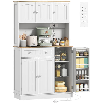 Pantry Storage Cabinet with Adjustable Shelves and 4 Door Racks