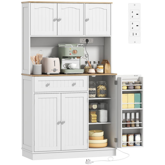 Pantry Storage Cabinet with Adjustable Shelves and 4 Door Racks
