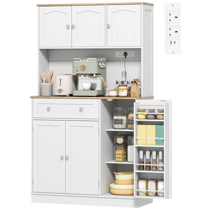 Pantry Storage Cabinet with Adjustable Shelves and 4 Door Racks