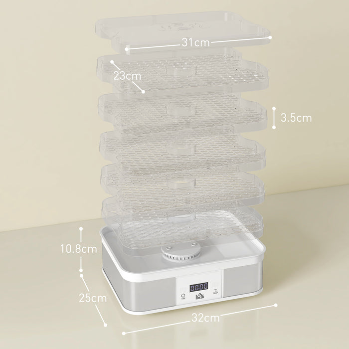 5 Tier Food Dehydrator, 245W for Drying Fruit, Meat, Vegetable, White