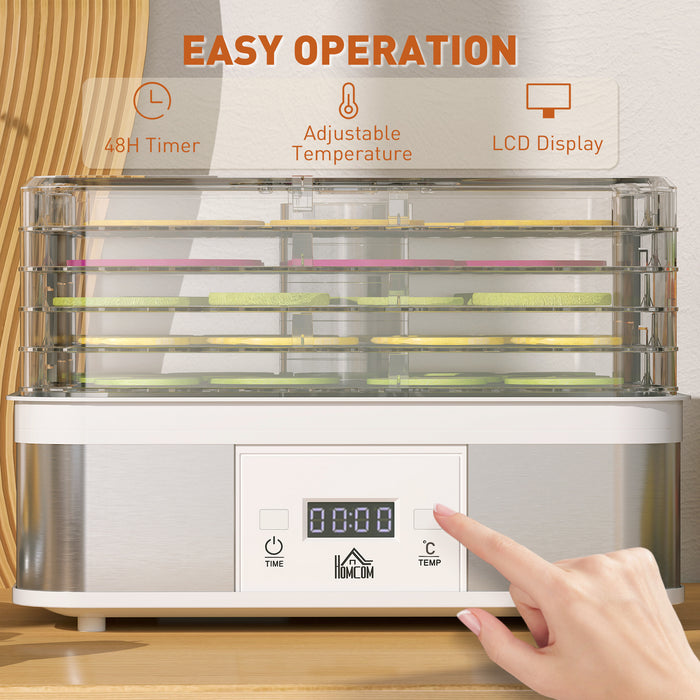 5 Tier Food Dehydrator, 245W for Drying Fruit, Meat, Vegetable, White