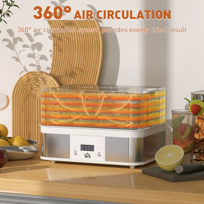 5 Tier Food Dehydrator, 245W for Drying Fruit, Meat, Vegetable, White