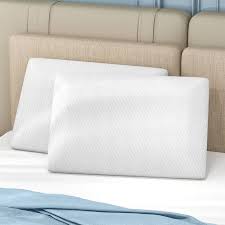 Set of Two Memory Foam Premium Pillows - Shredded Memory Foam Pillows Adjustable Firmness Cooling Neck Support Pillow