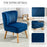 Velvet Accent Chair Occasional Tub Chair for Living Room, Dark Blue