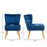 Velvet Accent Chair Occasional Tub Chair for Living Room, Dark Blue