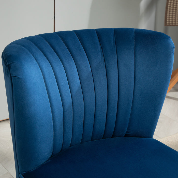 Velvet Accent Chair Occasional Tub Chair for Living Room, Dark Blue