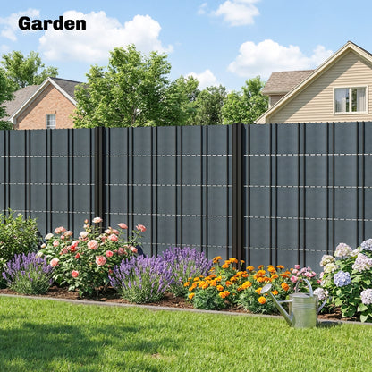2Pcs Privacy Garden Screen Fence, Windbreak Fence with Clips, Grey