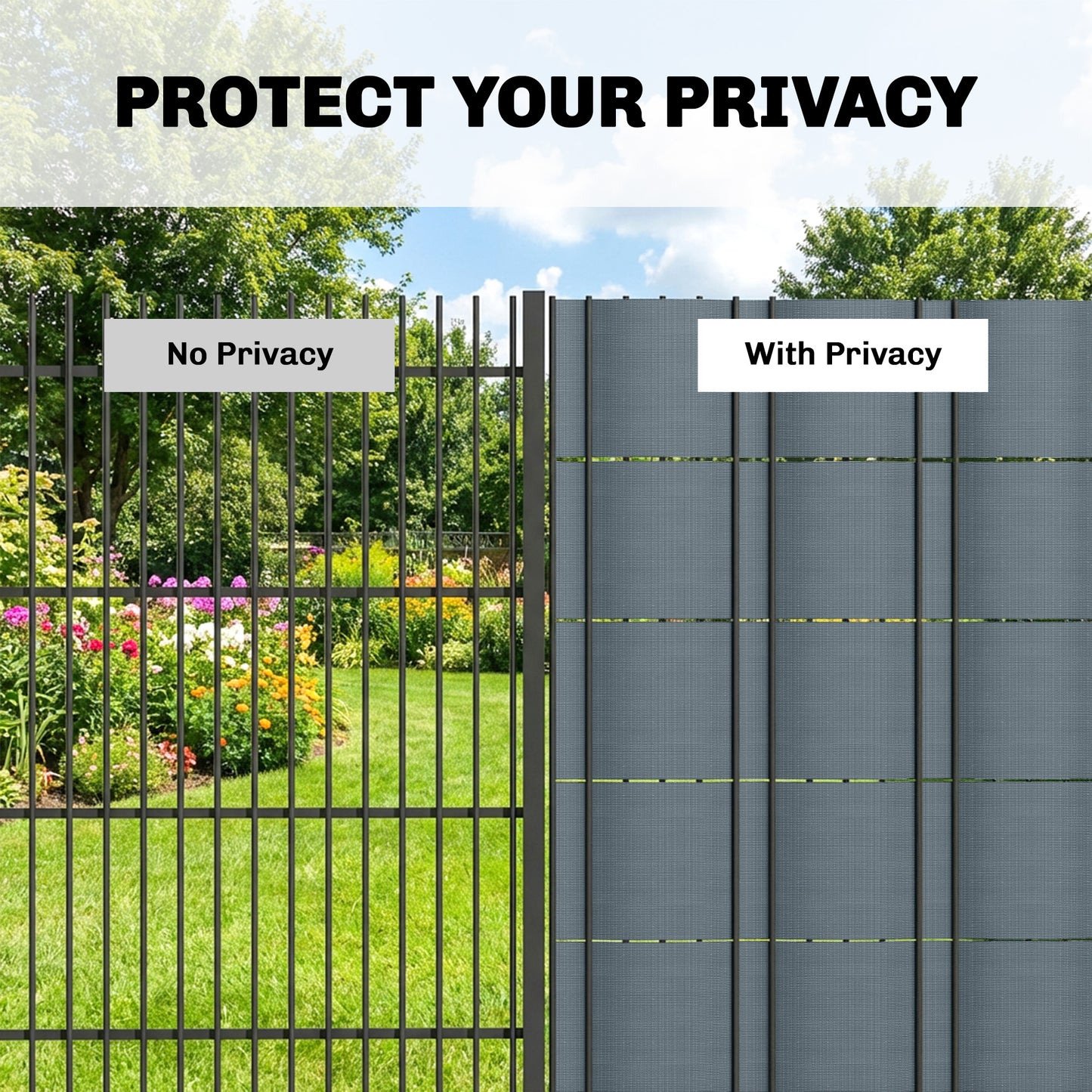 2Pcs Privacy Garden Screen Fence, Windbreak Fence with Clips, Grey
