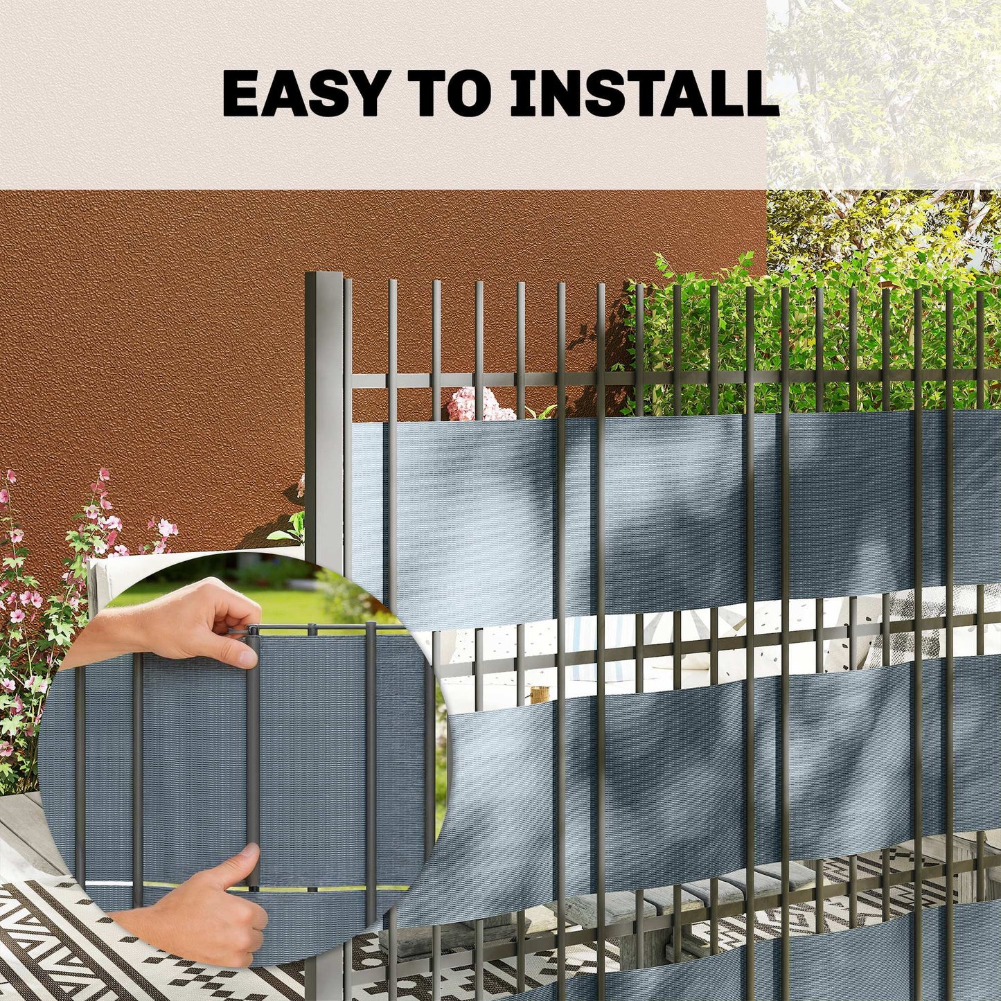 2Pcs Privacy Garden Screen Fence, Windbreak Fence with Clips, Grey