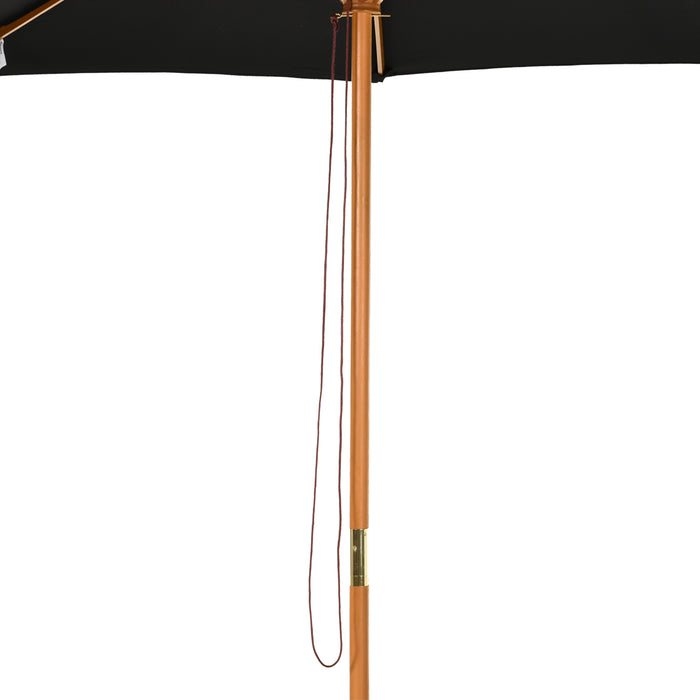 √¢¬å¬Ä3m Bamboo Wooden Market Patio Umbrella Garden Parasol Outdoor Sunshade Canopy, 8-ribs,Black