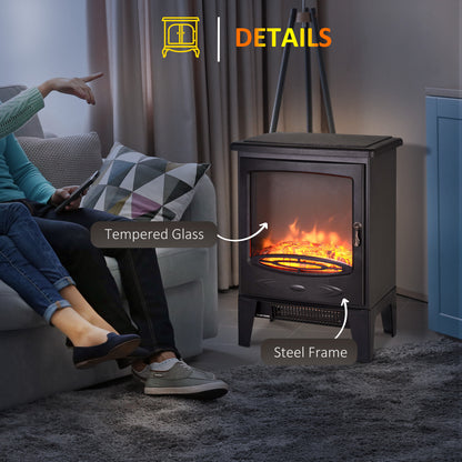 Electric Fireplace Freestanding w/Realistic Flame Effect, Black