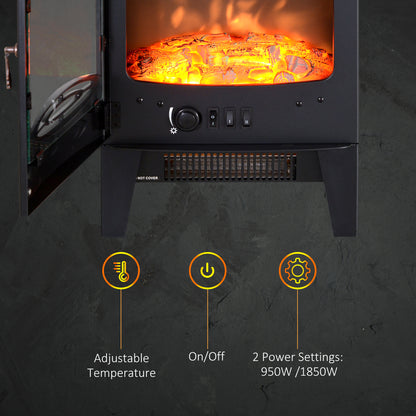 Electric Fireplace Freestanding w/Realistic Flame Effect, Black