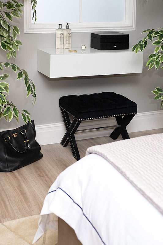 Inga White Glass Floating Console Table
