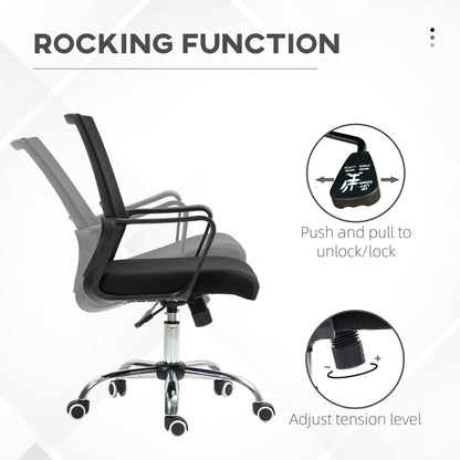 Vinsetto Mesh Office Chair Desk Chair w/ Swivel Seat Adjustable Height Black