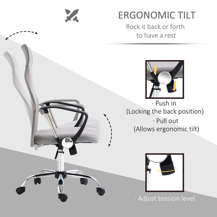 Ergonomic Office Chair Mesh Chair with Adjustable Height Tilt Function Grey