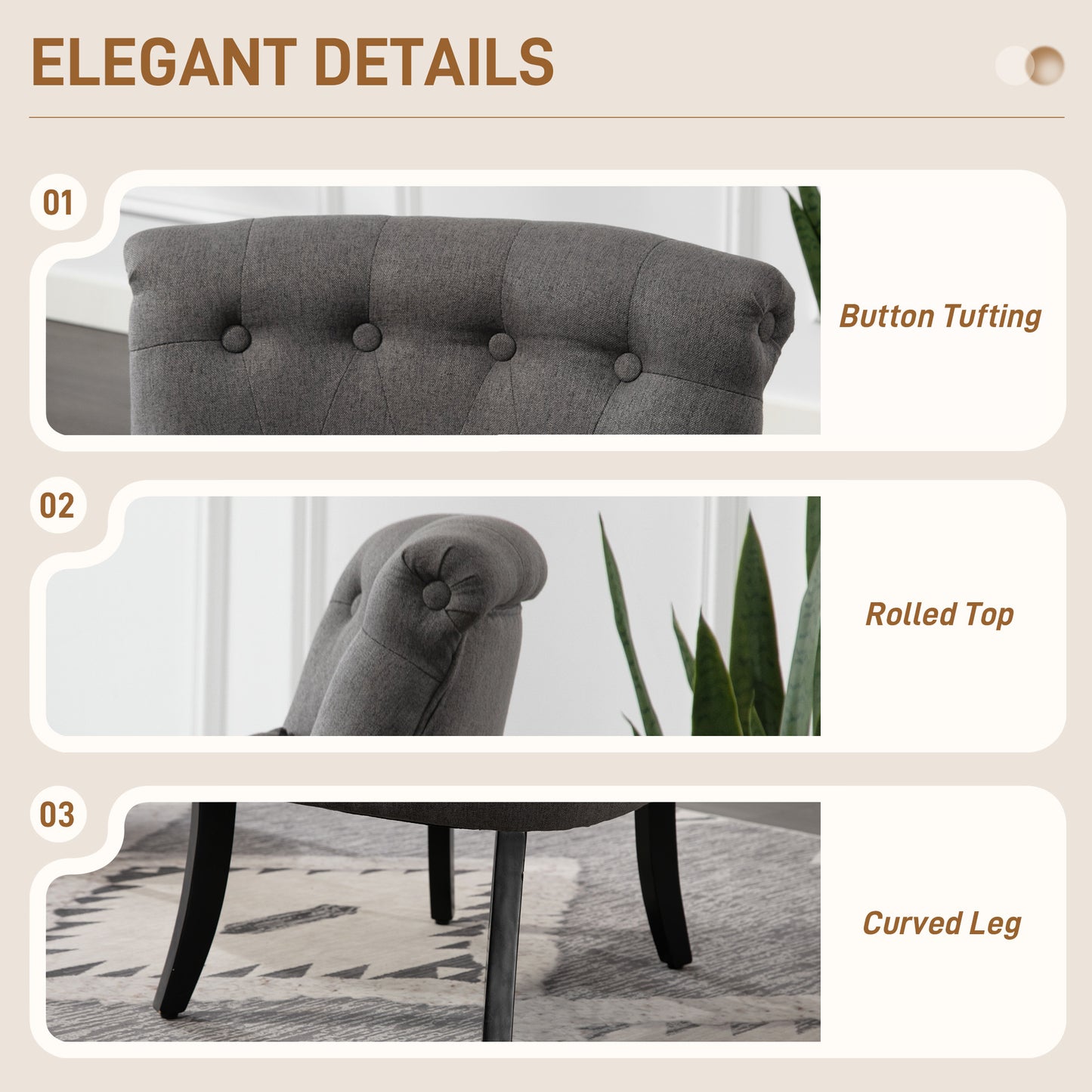 Fabric Single Sofa Upholstered with Pillow Wood Leg Charcoal Grey