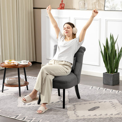 Fabric Single Sofa Upholstered with Pillow Wood Leg Charcoal Grey