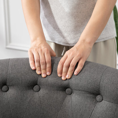 Fabric Single Sofa Upholstered with Pillow Wood Leg Charcoal Grey