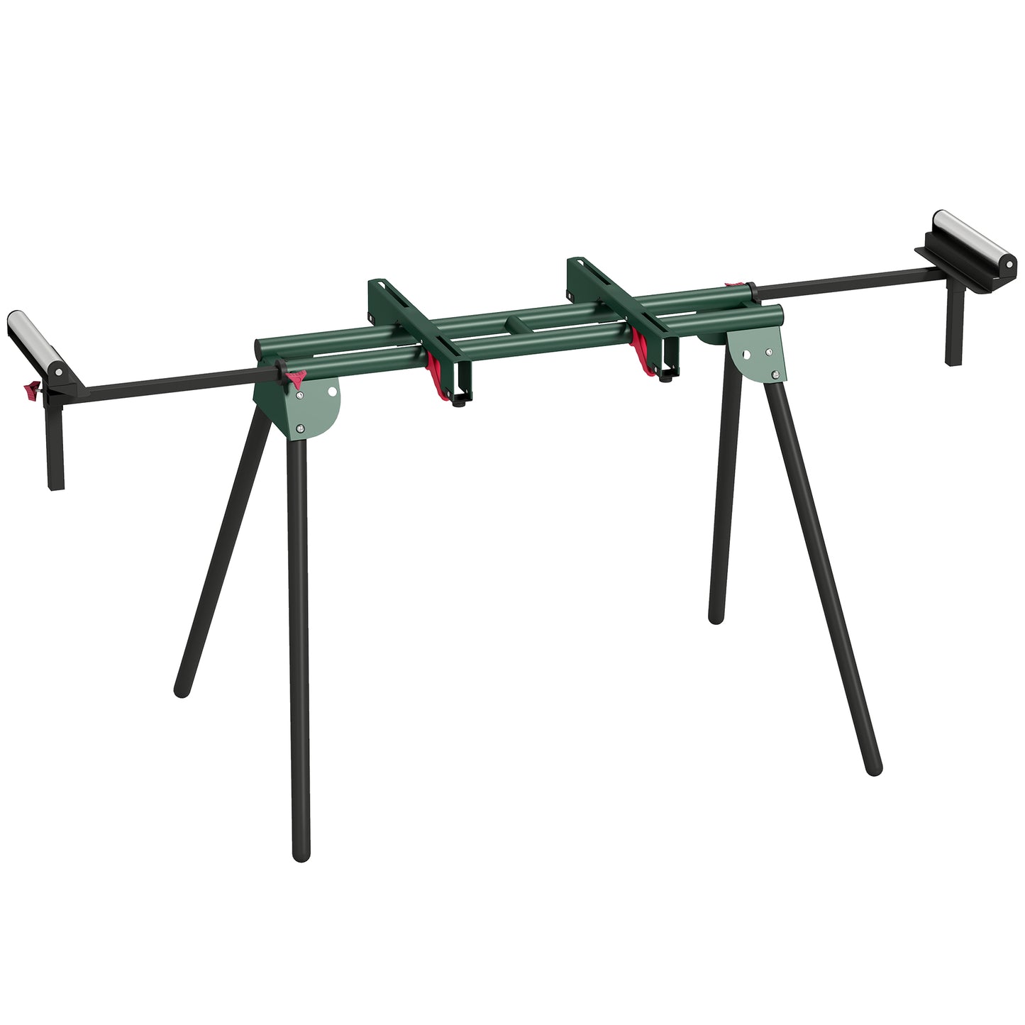 Universal Mitre Saw Stand with Adjustable Rollers and Support Arms, Portable Miter Saw Stand with Folding Legs, Heavy-Duty Height-Adjustable Pull-Out Work Piece Supports, Max Load 150kg, Green