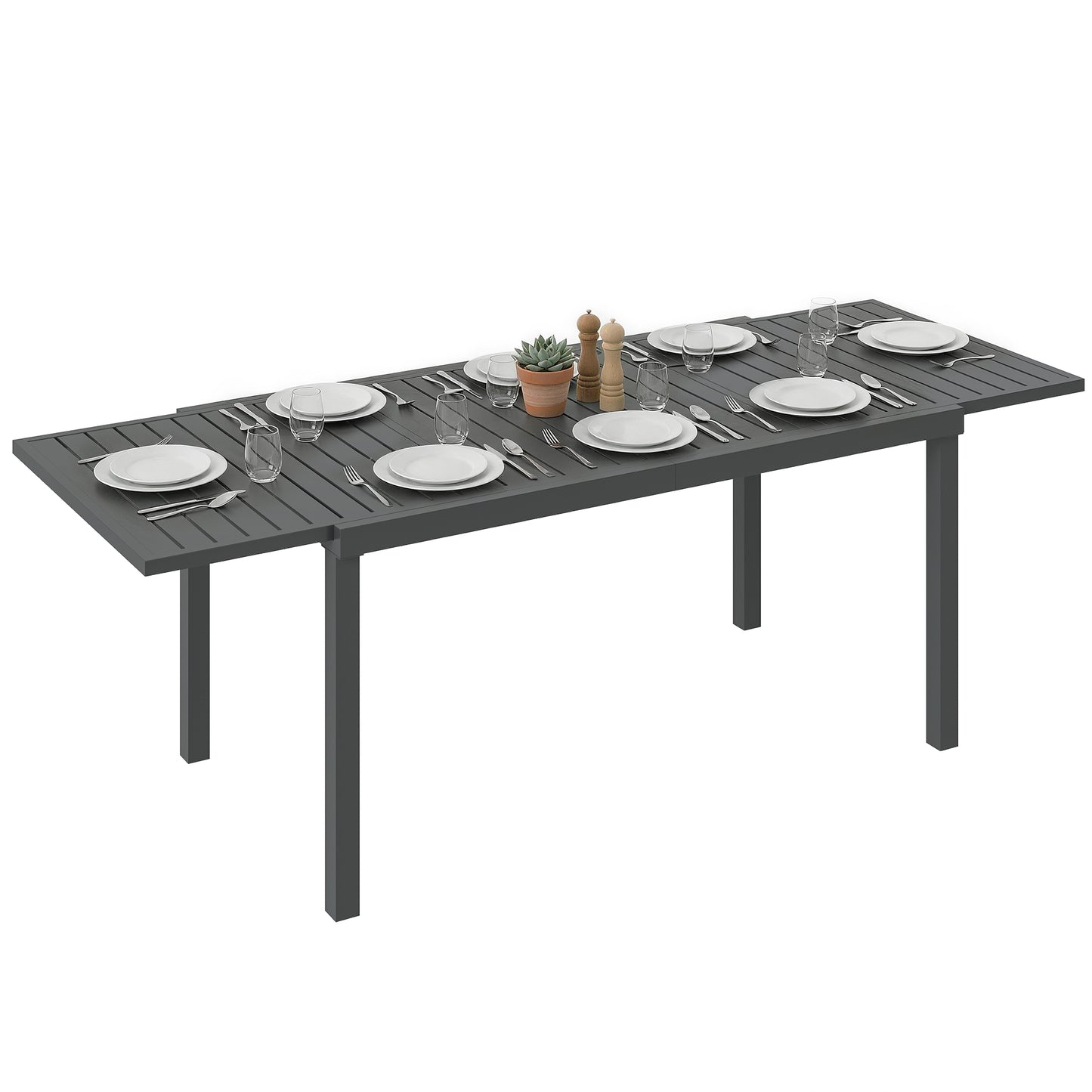 Extending Garden Table for 6-8, Outdoor Dining Table, Dark Grey