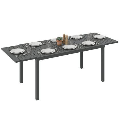 Extending Garden Table for 6-8, Outdoor Dining Table, Dark Grey