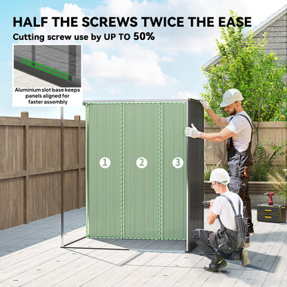 5 x 3.5ft Metal Garden Shed with Effortless Assembly, Dark Grey