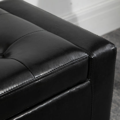 40x90cm PU Leather Storage Ottoman Bench Wood Frame w/ Tufting Feet Black