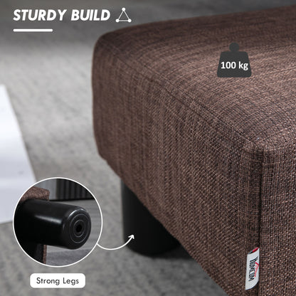 Linen Fabric Footstool Ottoman Cube with 4 Plastic Legs