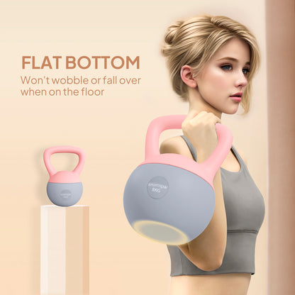 8KG Kettlebell with Soft Body and Non-Slip Handle, Pink and Grey