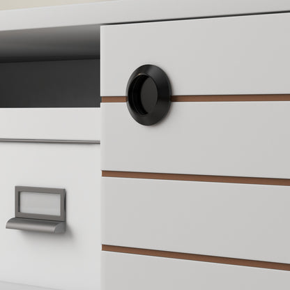 TV Unit for 50" TVs with 2 Open Shelves, Door and 2 Cable Holes, White