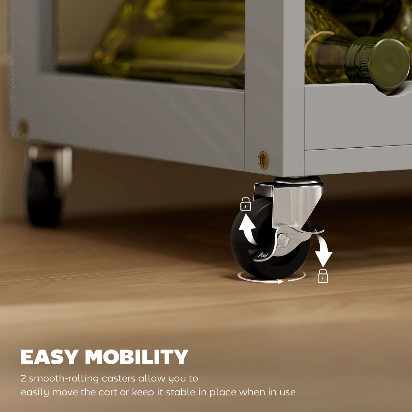 Rolling Kitchen Island Trolley Storage Cart w/ Rubberwood Top, Grey